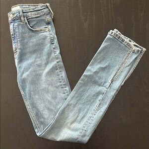 zara high waisted split hem jeans